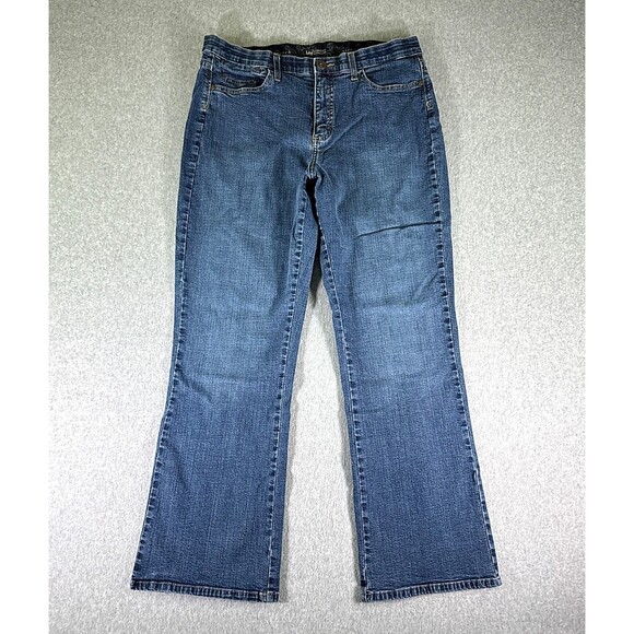Lee Women Jeans Blue Size 34x30.5 High Rise Bootcut Flap Pockets Stretch - Picture 1 of 12